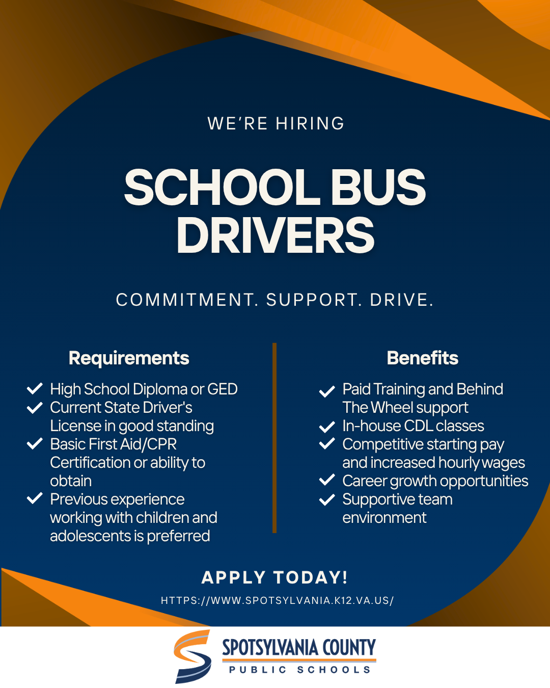 Now Hiring School Bus Drivers!