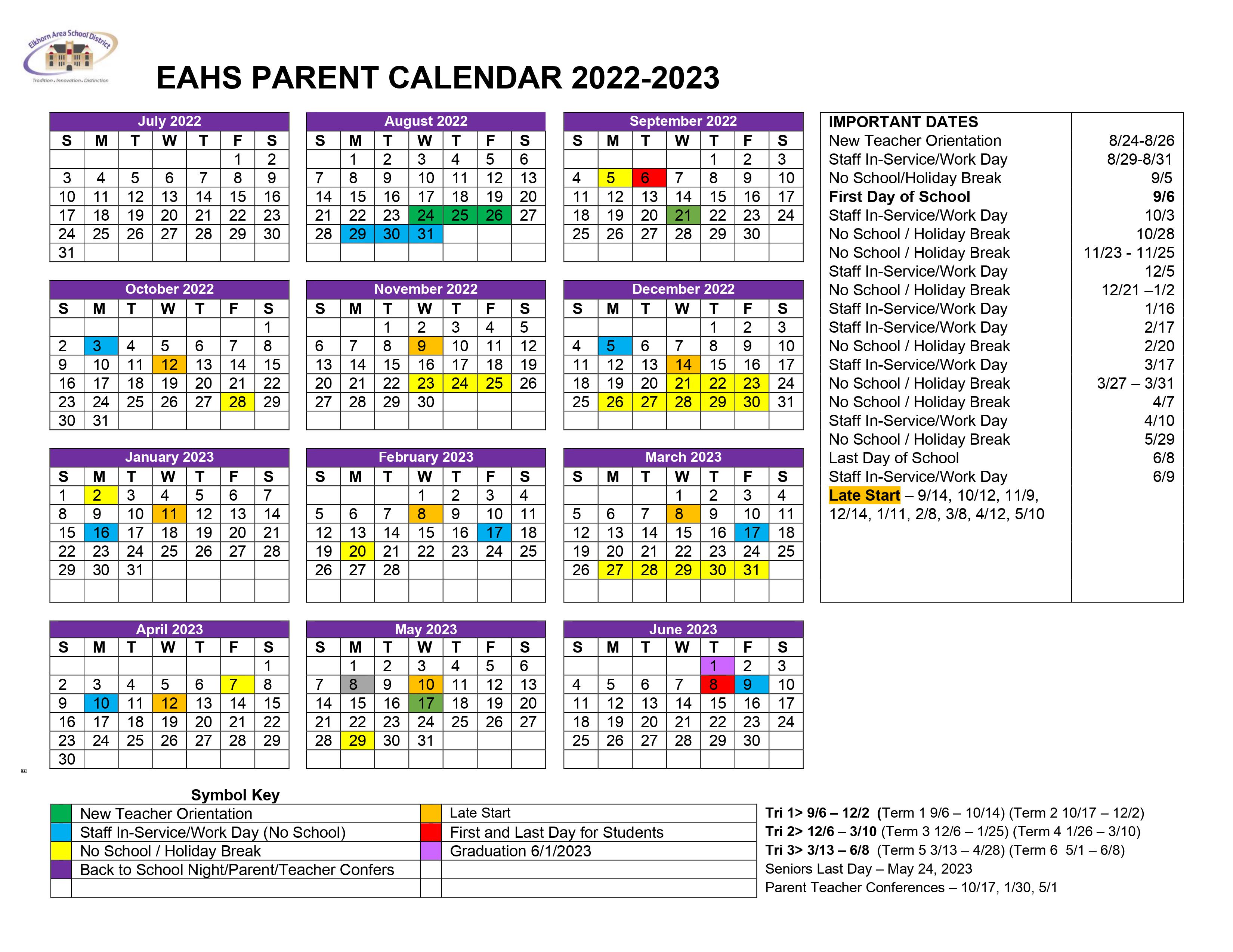 Parent Calendar Elkhorn Area High School