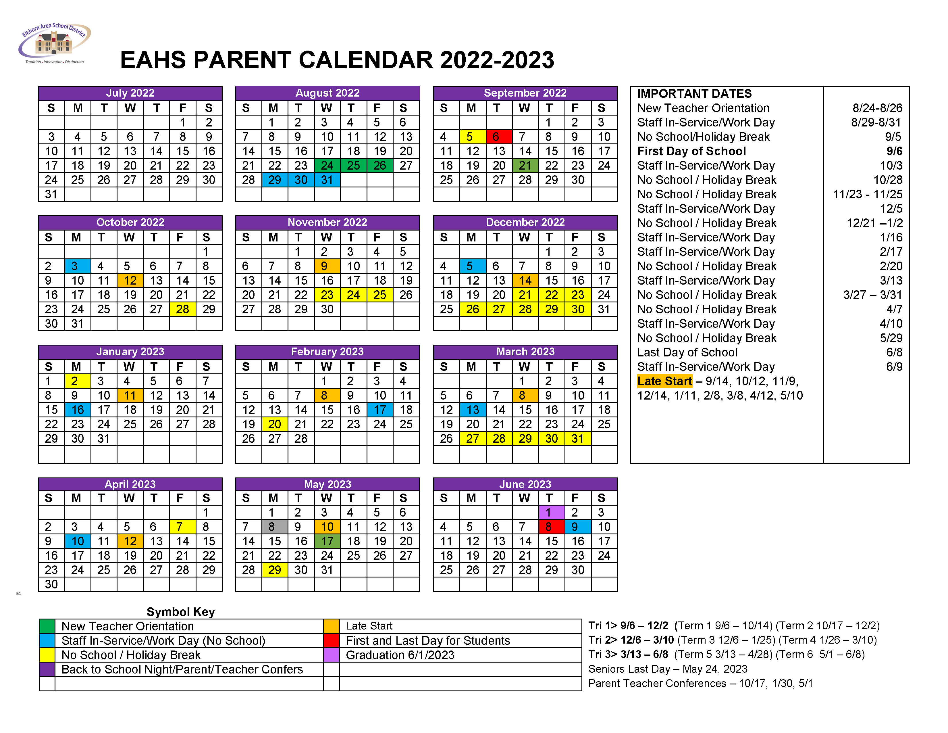 Parent Calendar Elkhorn Area High School