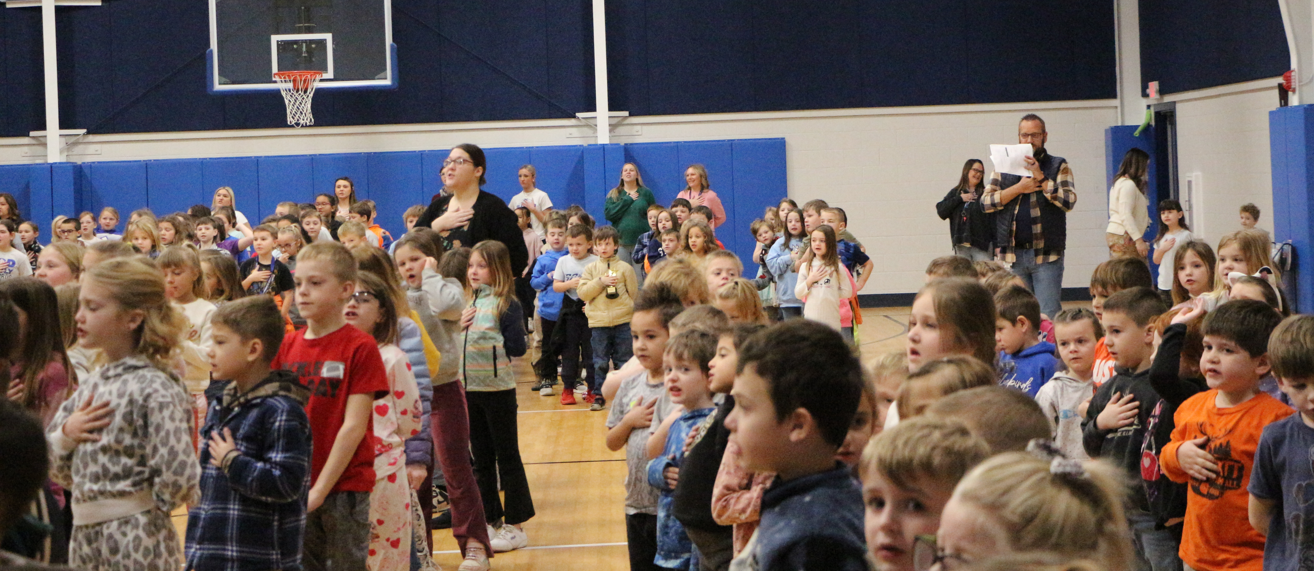 Elementary assembly - students say Pledge of Alligance