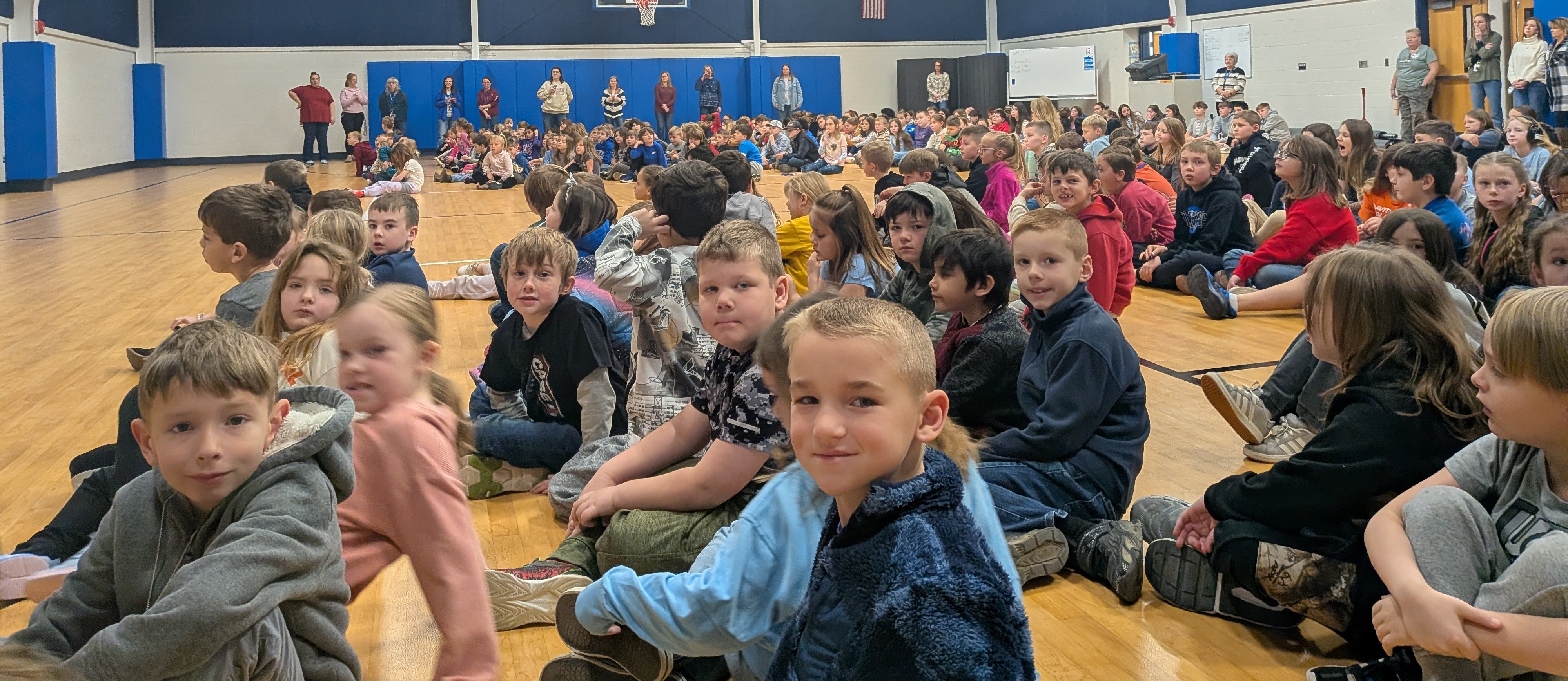 Elementary students at assembly