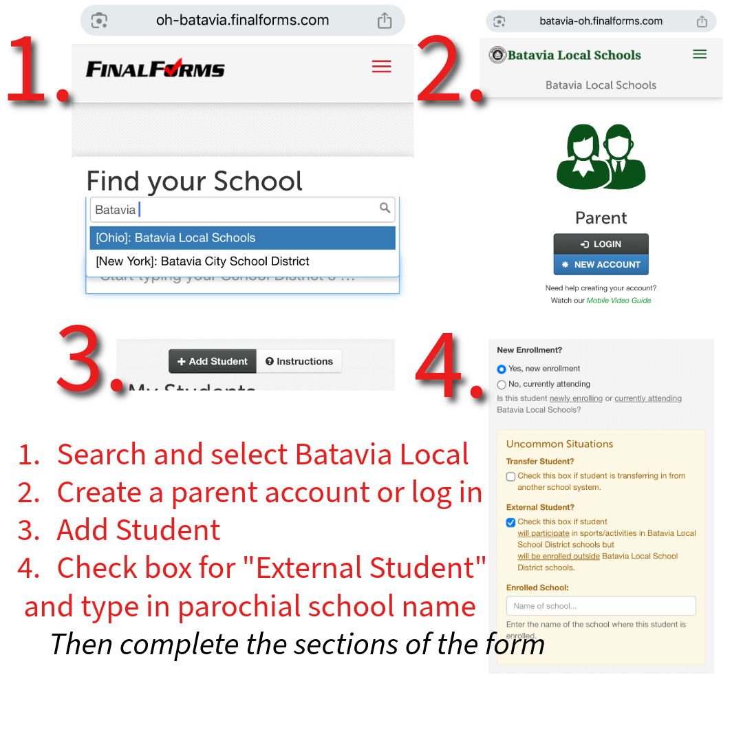 steps for adding student to finalforms