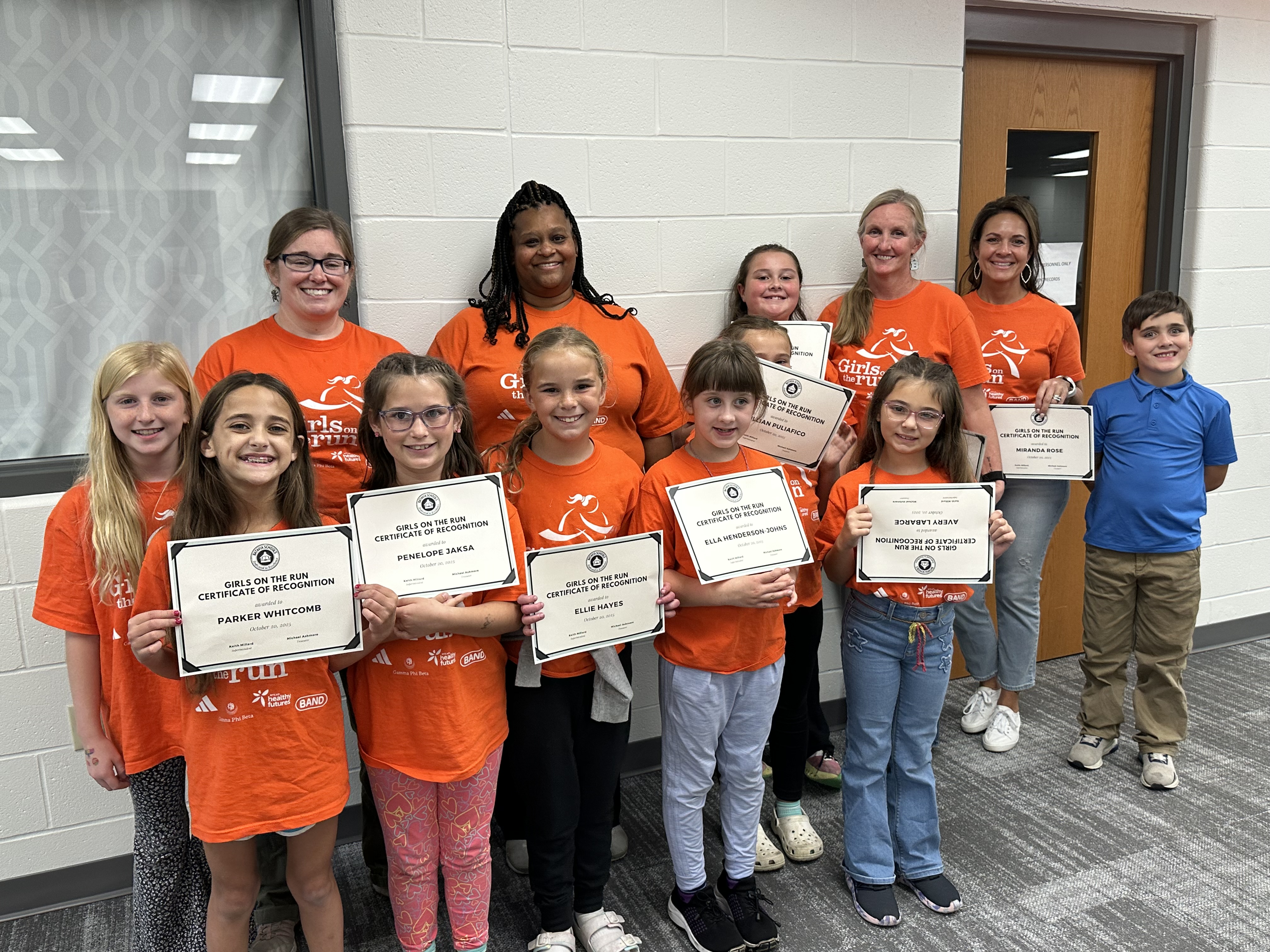 Members of the batavia elementary school girls on the run team