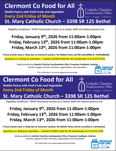 Mobile Food Pantry Dates