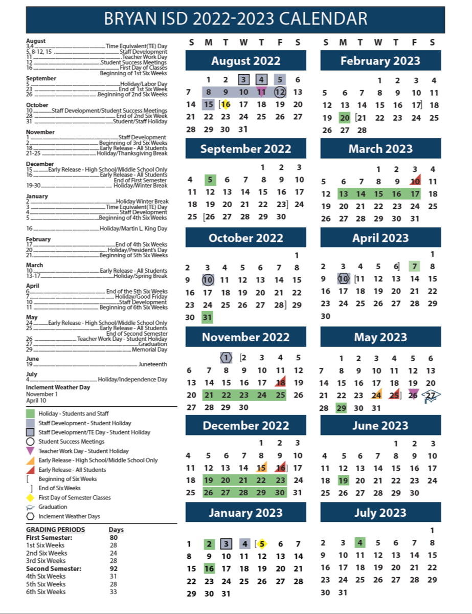 2021-2022 School Year (LAST SCHOOL YEAR) Calendar