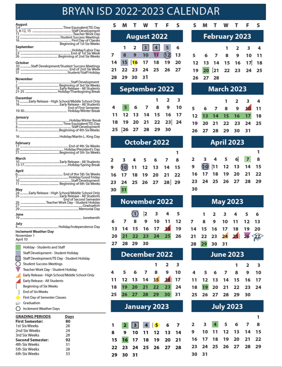 Calendars Bryan ISD