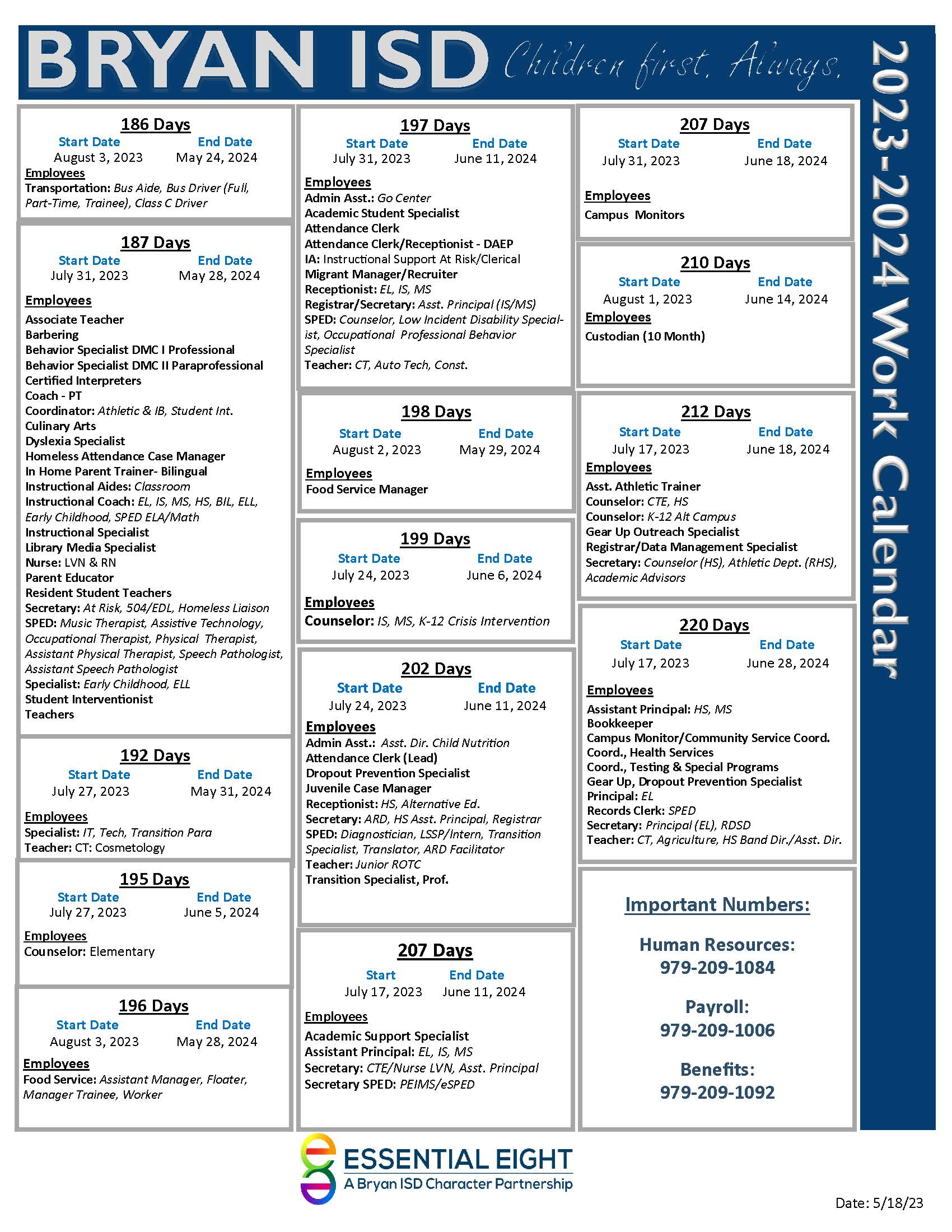 Employee Work Calendar