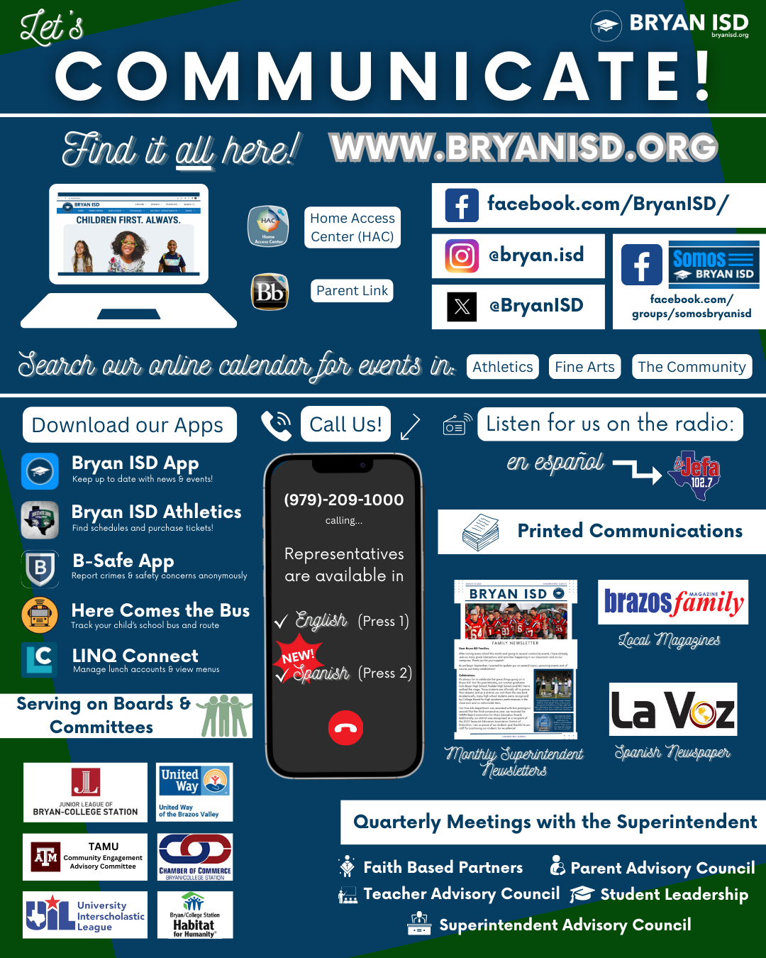 How Bryan ISD Communicates flyer