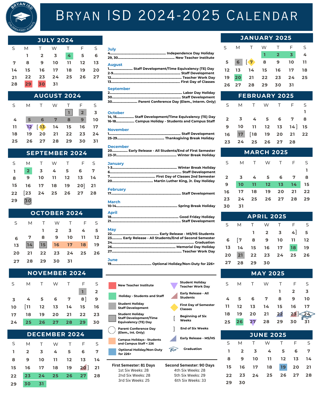 2024-2025 BISD Calendar