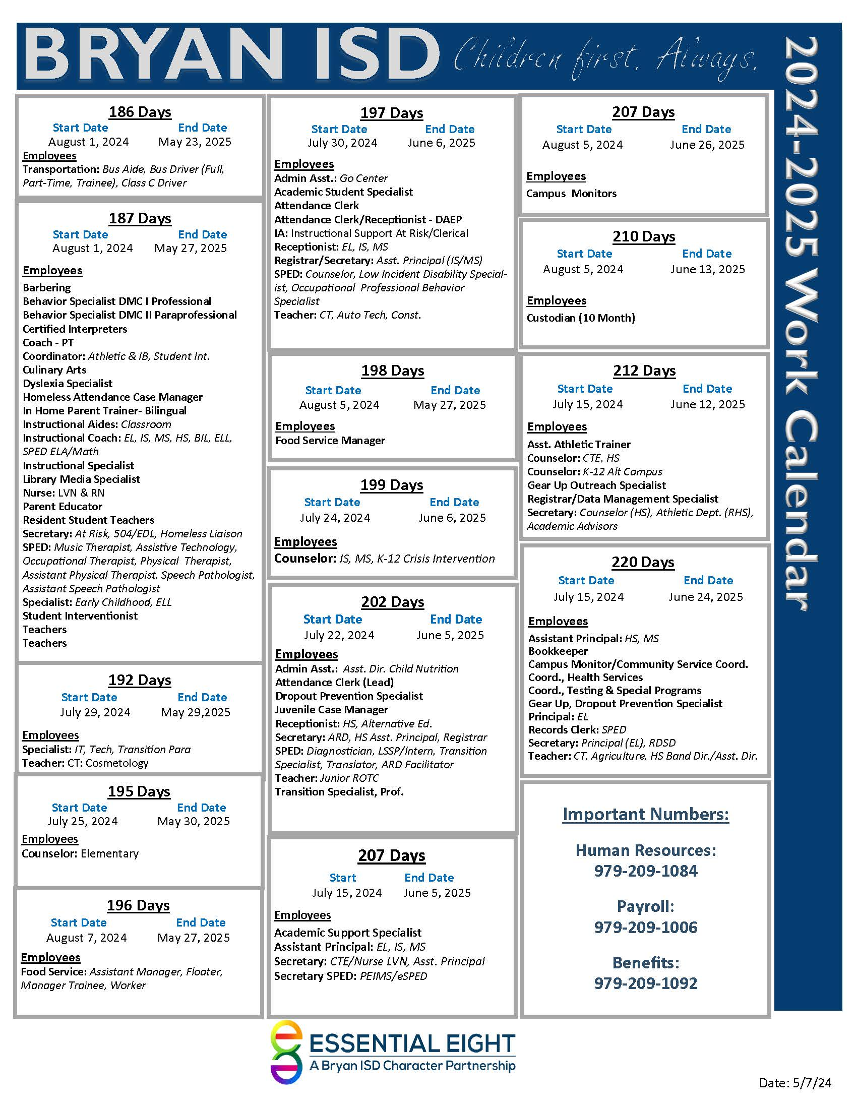 Employee Work Calendar