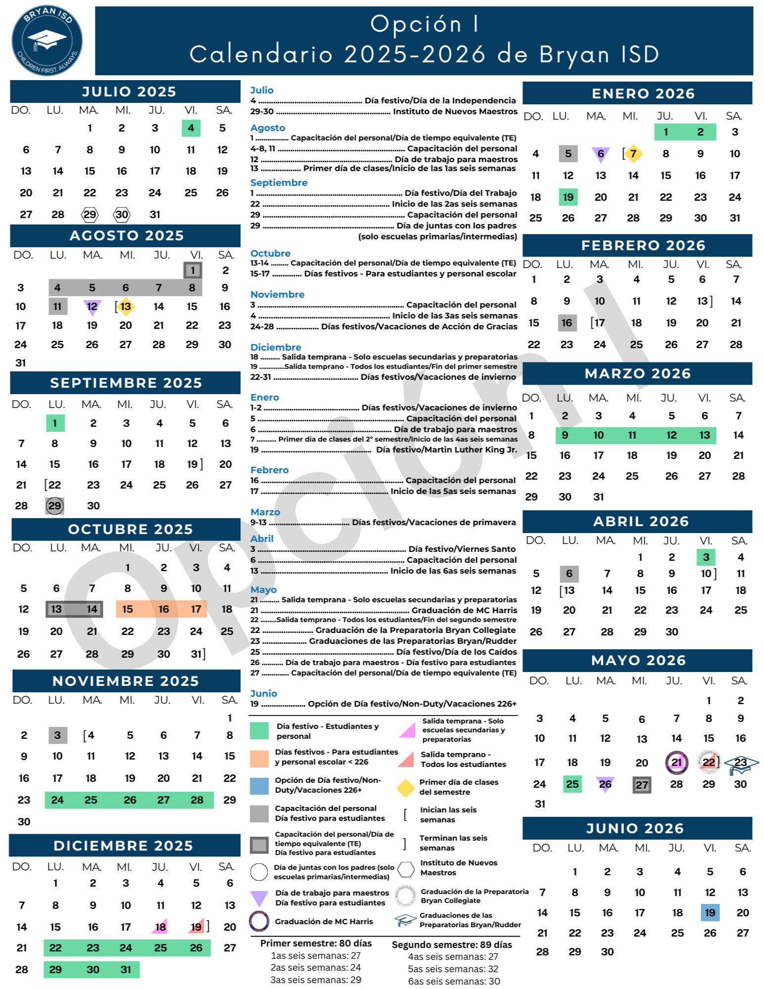 25-26 Calendar Option II Spanish