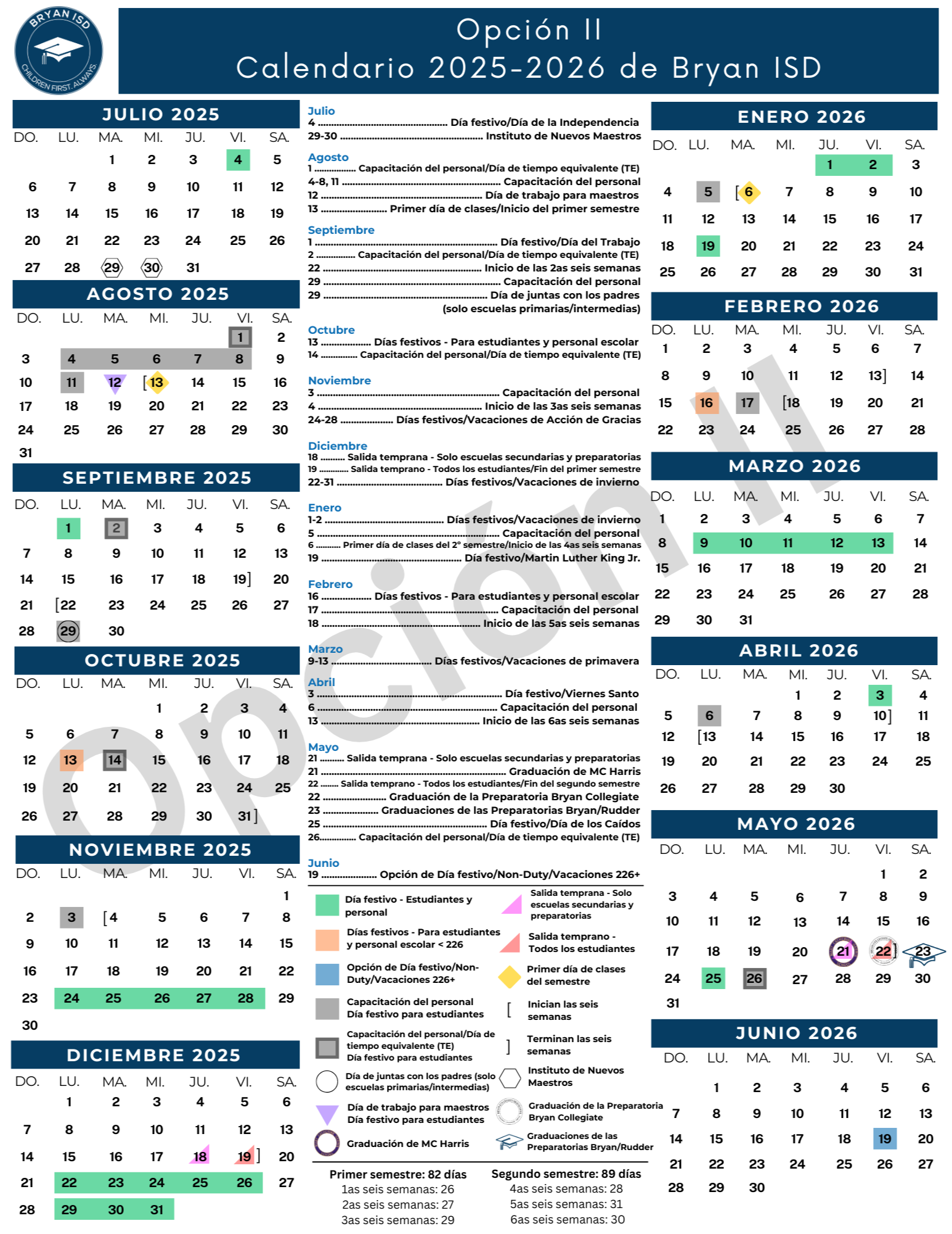 25-26 Calendar Option II Spanish