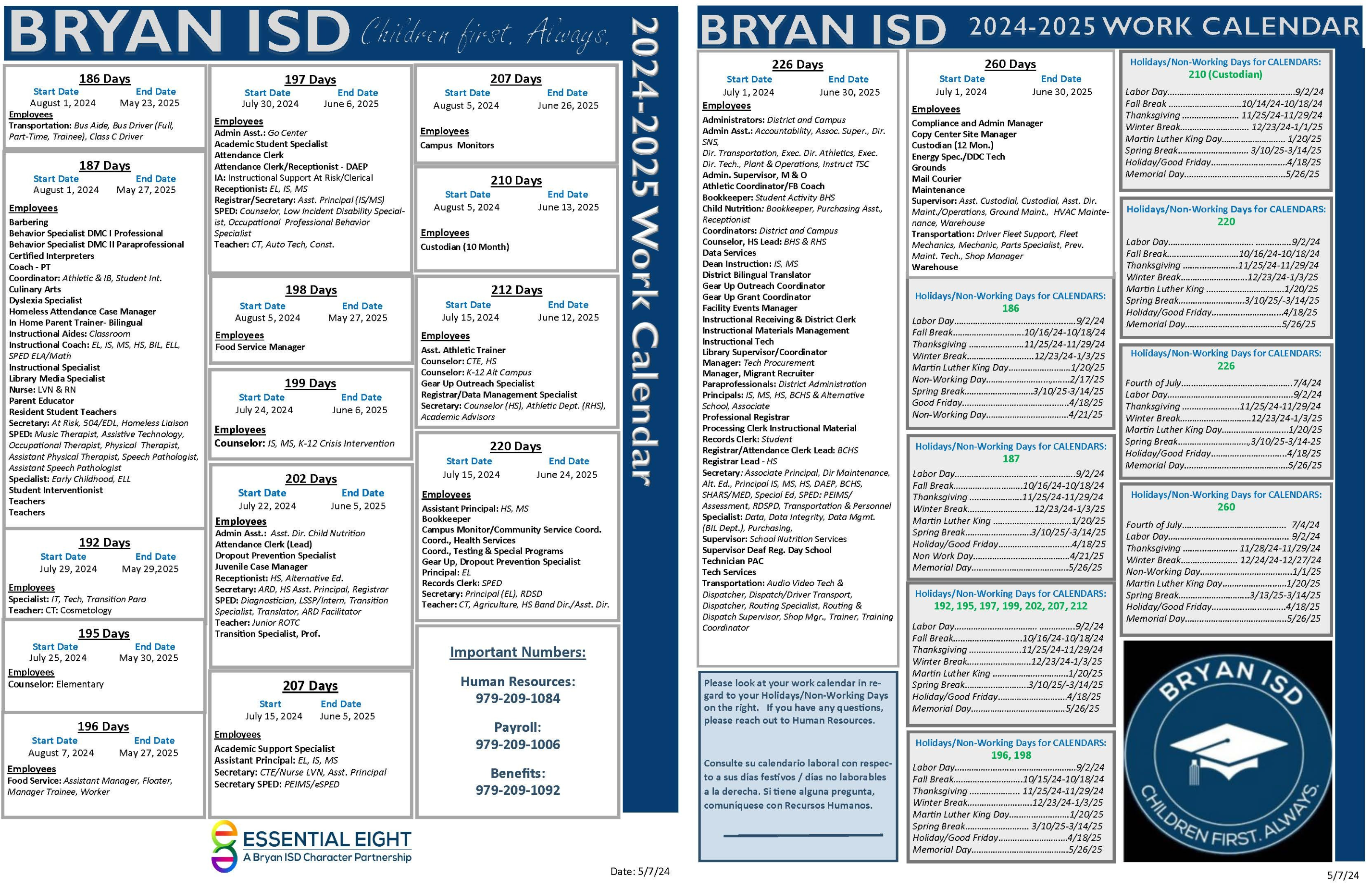 Workday Calendar 24-25