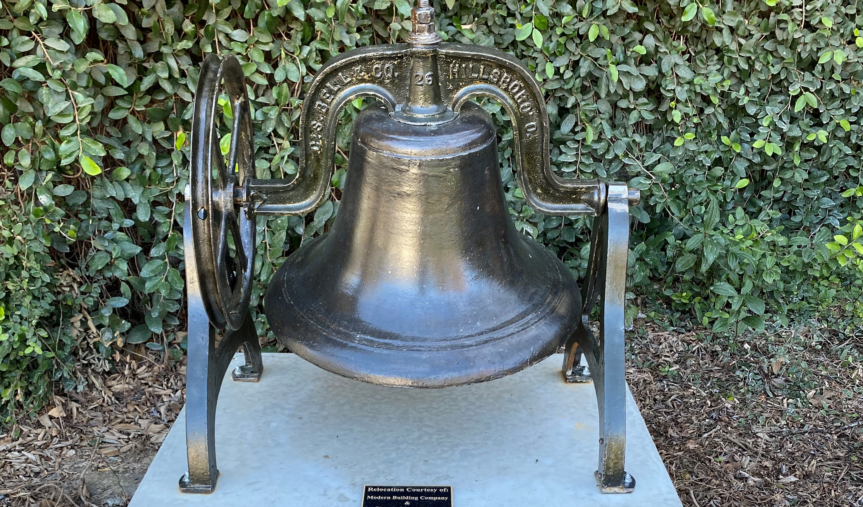 Old School Bell that sits outside of Durham Elementary School 
