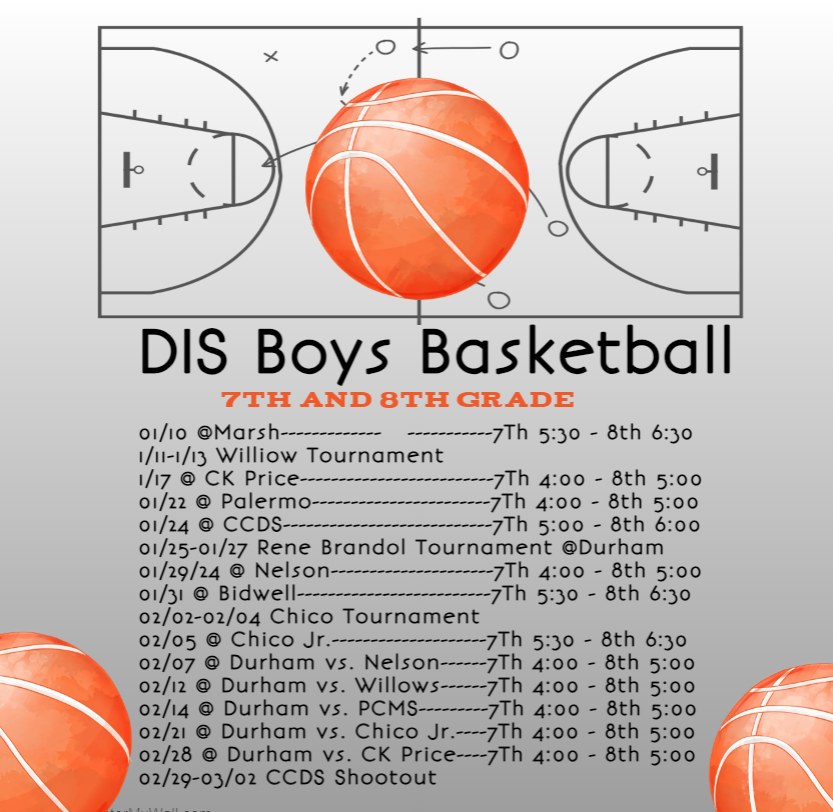 Picture of the DIS Boys Basketball Schedule 