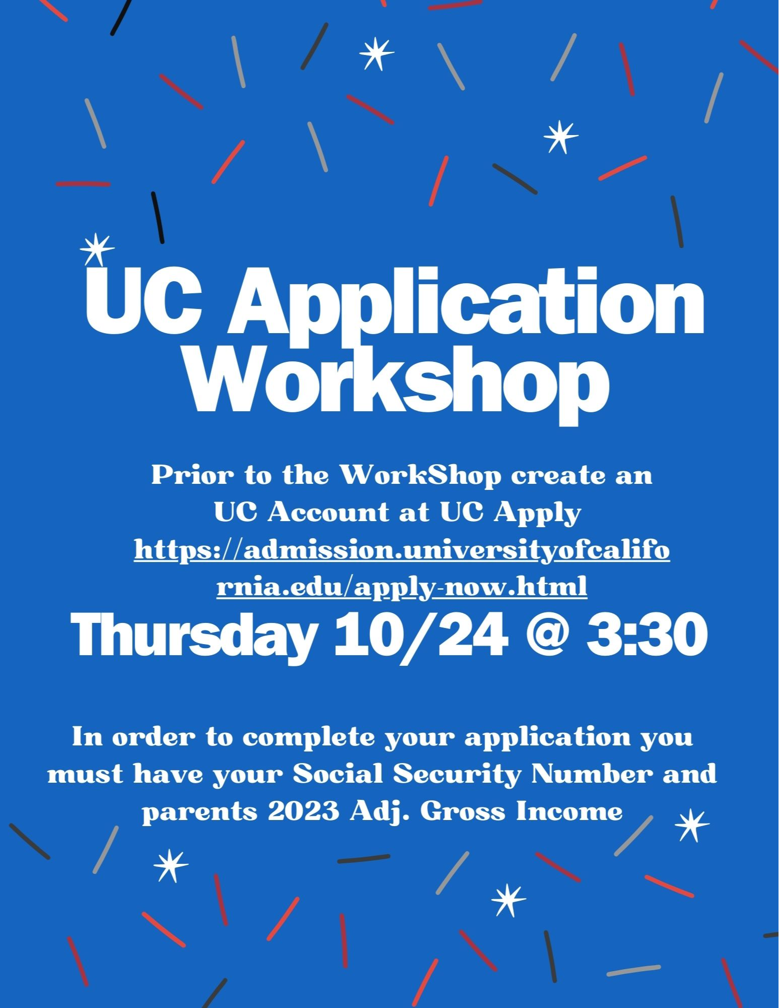 UC Application Work Shop flyer