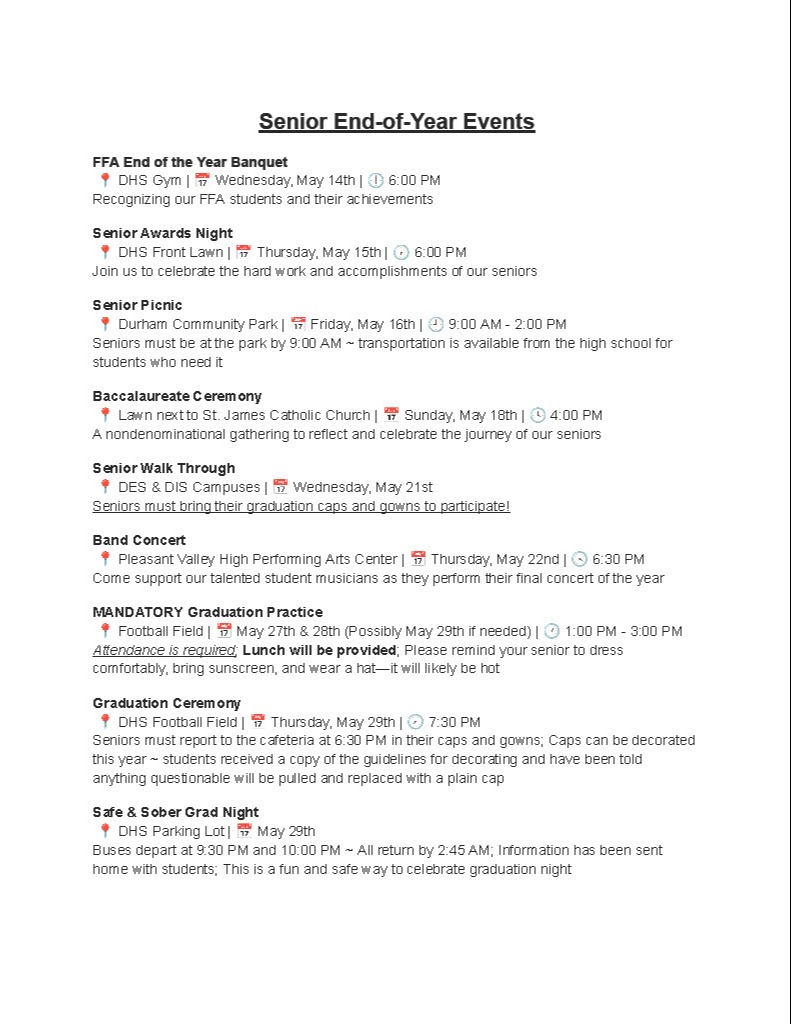 Senior end of the year flyer