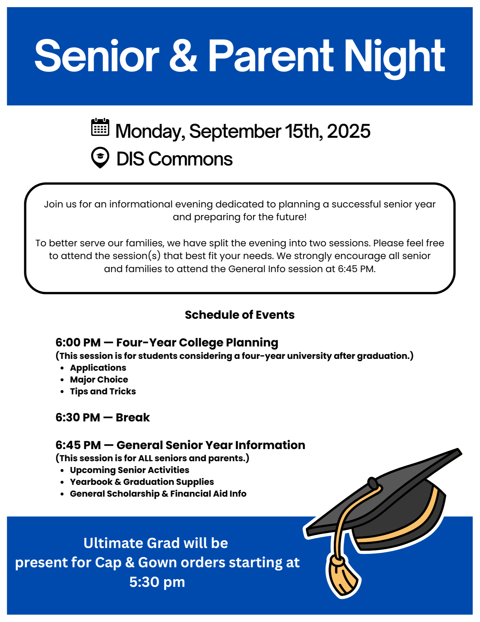 Senior Parent Night Flyer