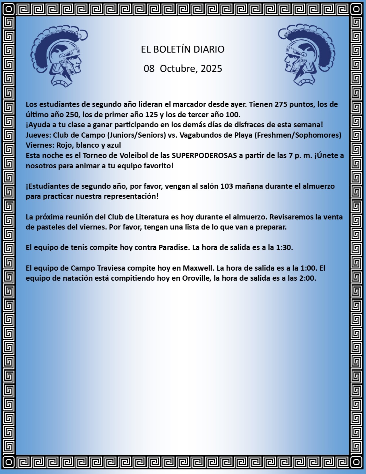 Picture of the Daily Bulletin Spanish
