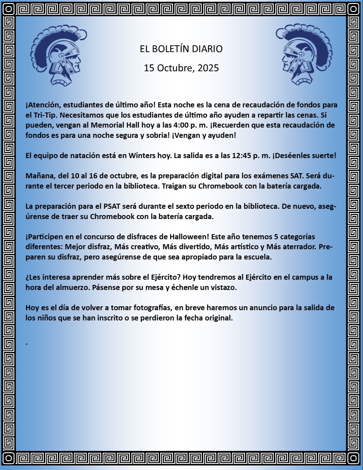 Picture of the Daily Bulletin Spanish