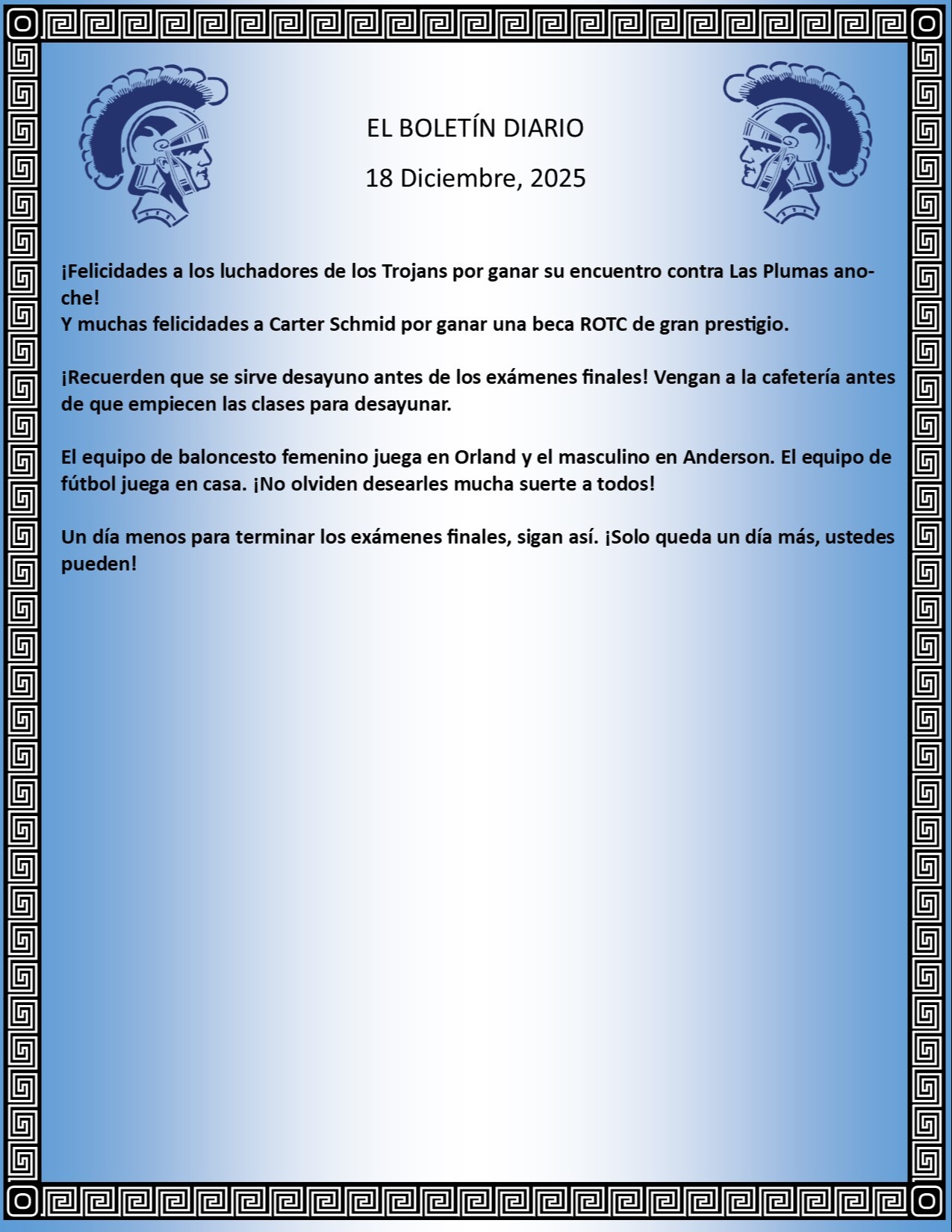 Picture of the Daily Bulletin Spanish