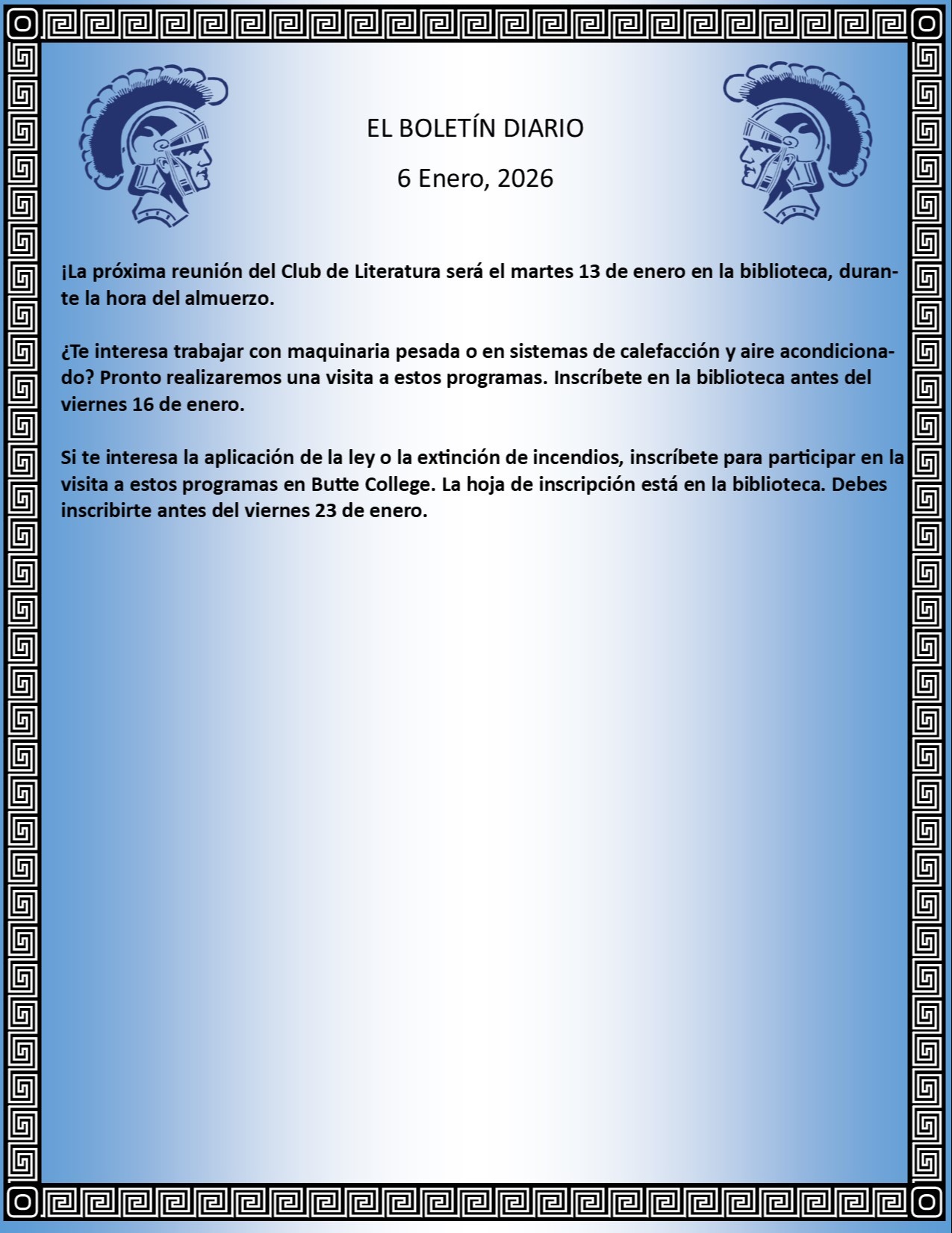 Picture of the Daily Bulletin Spanish