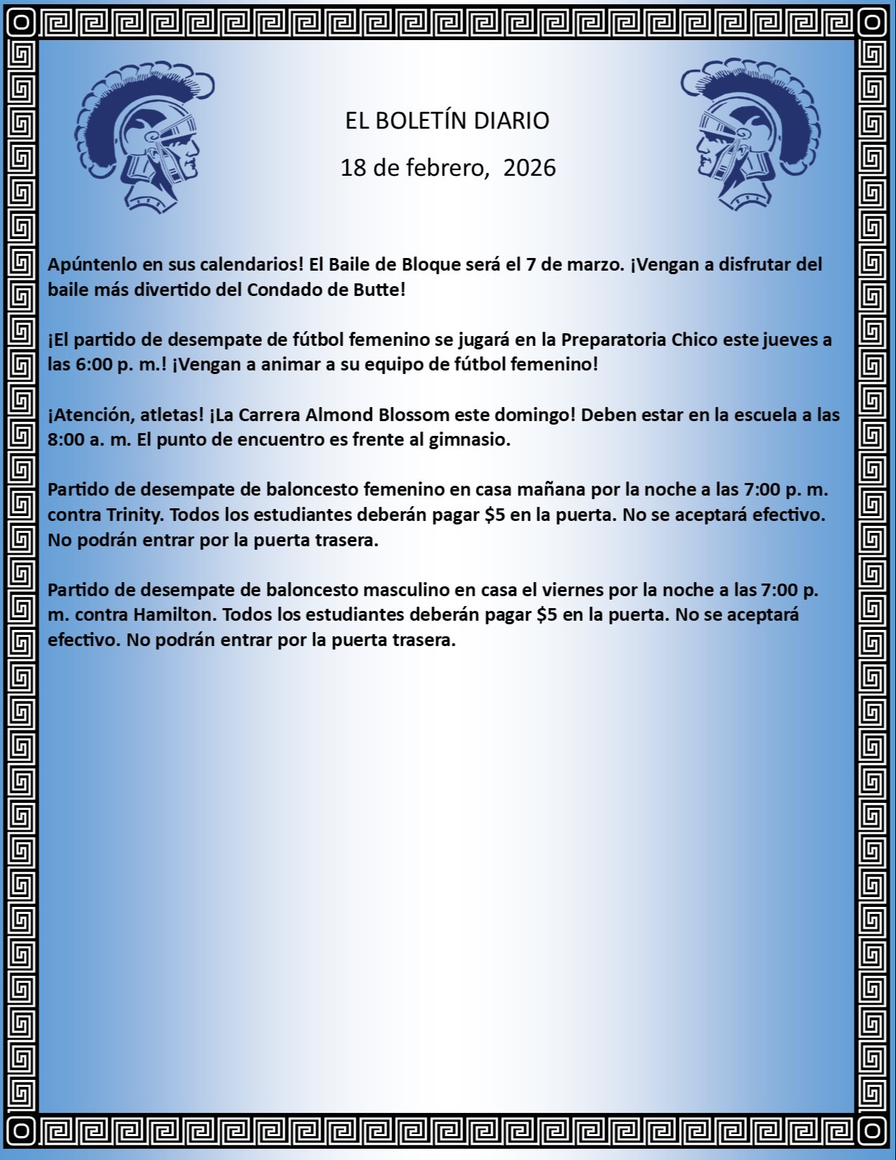 Picture of the Daily Bulletin Spanish