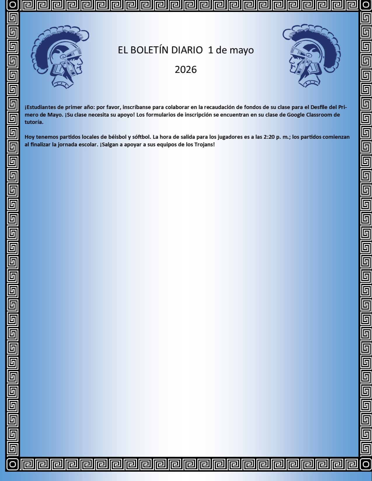 Picture of the Daily Bulletin Spanish