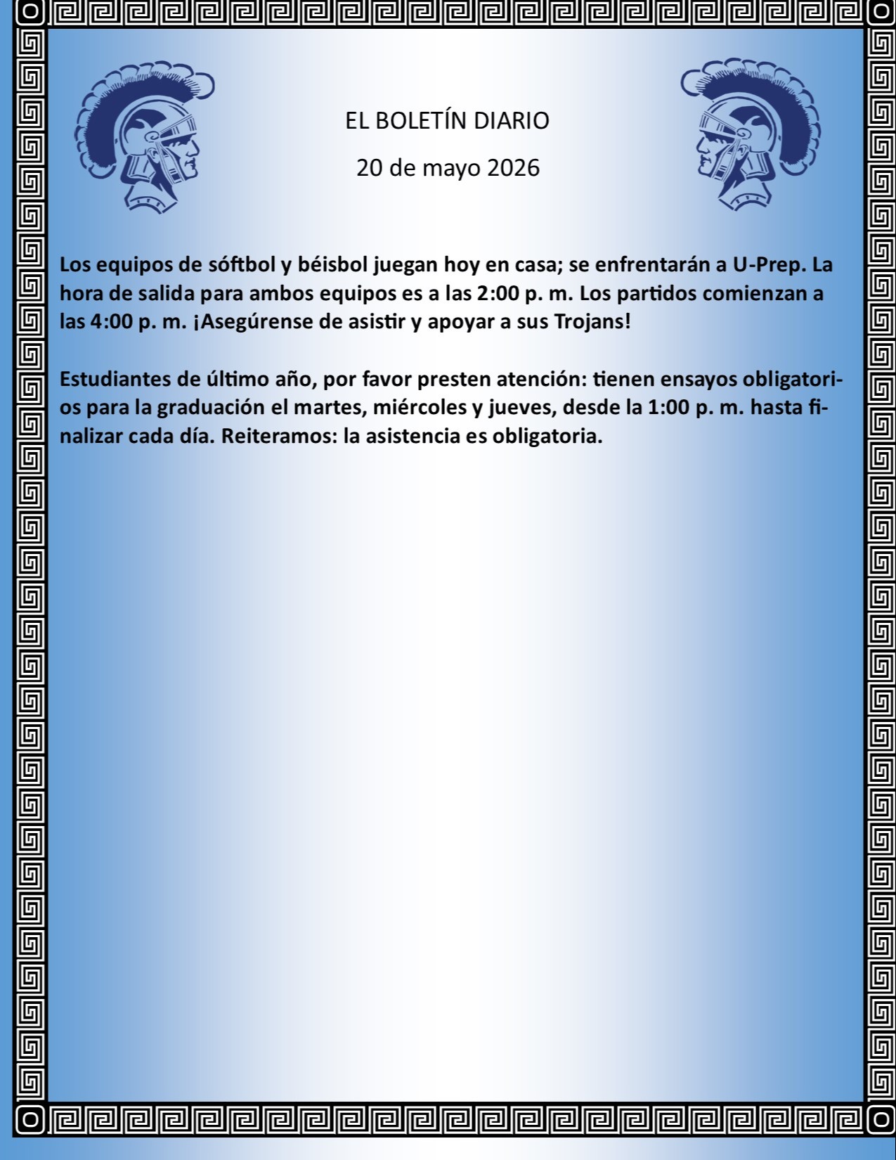 Picture of the Daily Bulletin Spanish