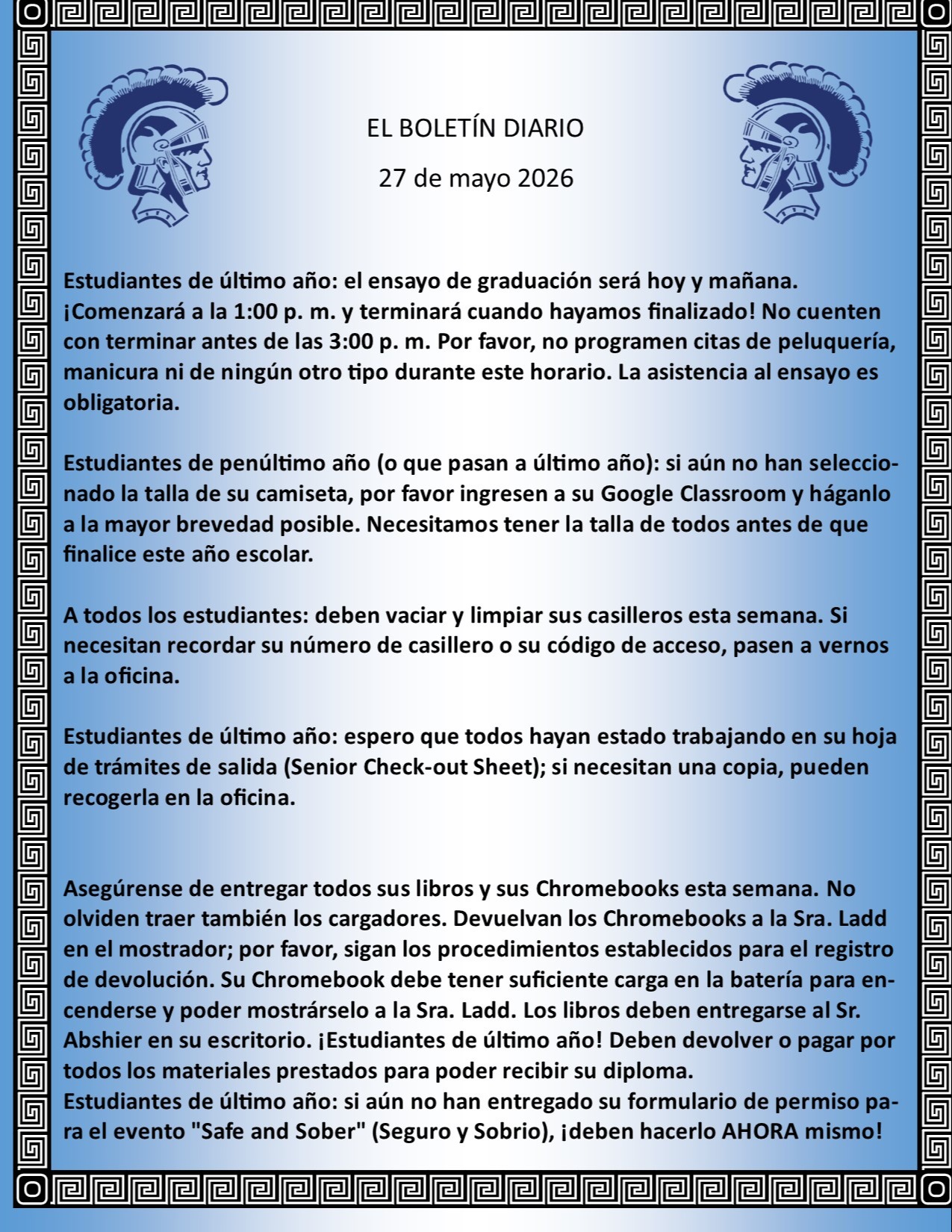 Picture of the Daily Bulletin Spanish