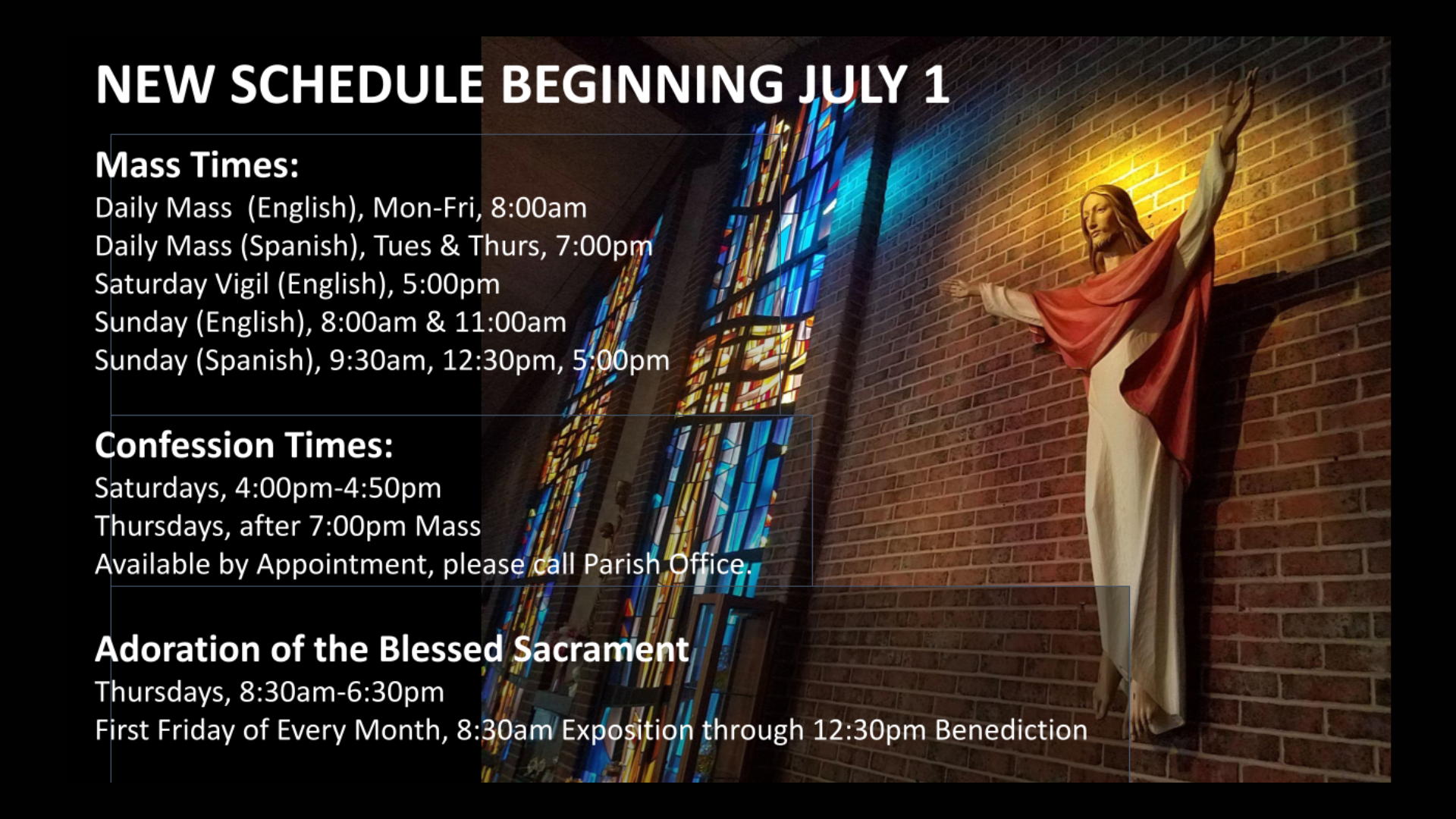 July 1 Shrine Schedule