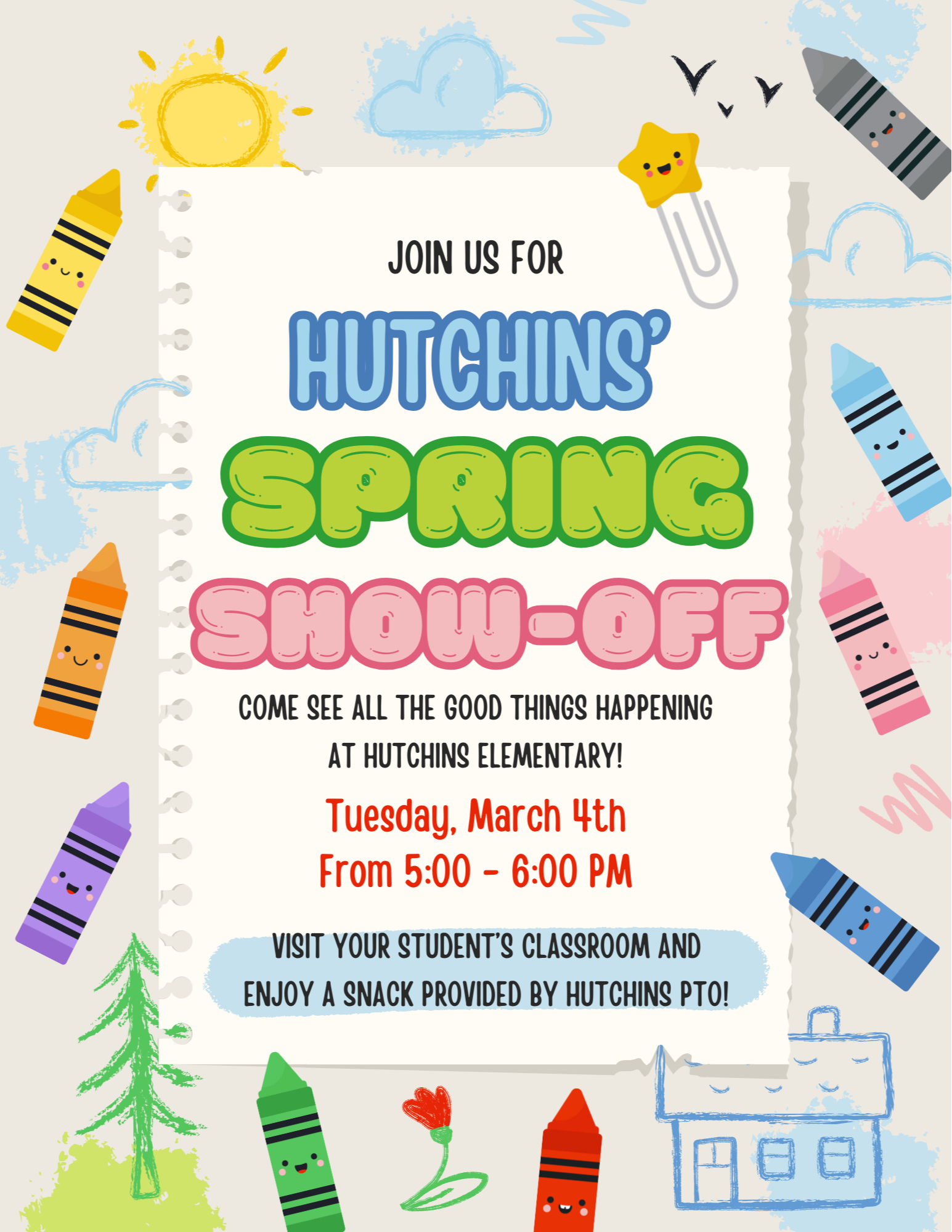 spring show offs 5pm at Hutchins on march 4