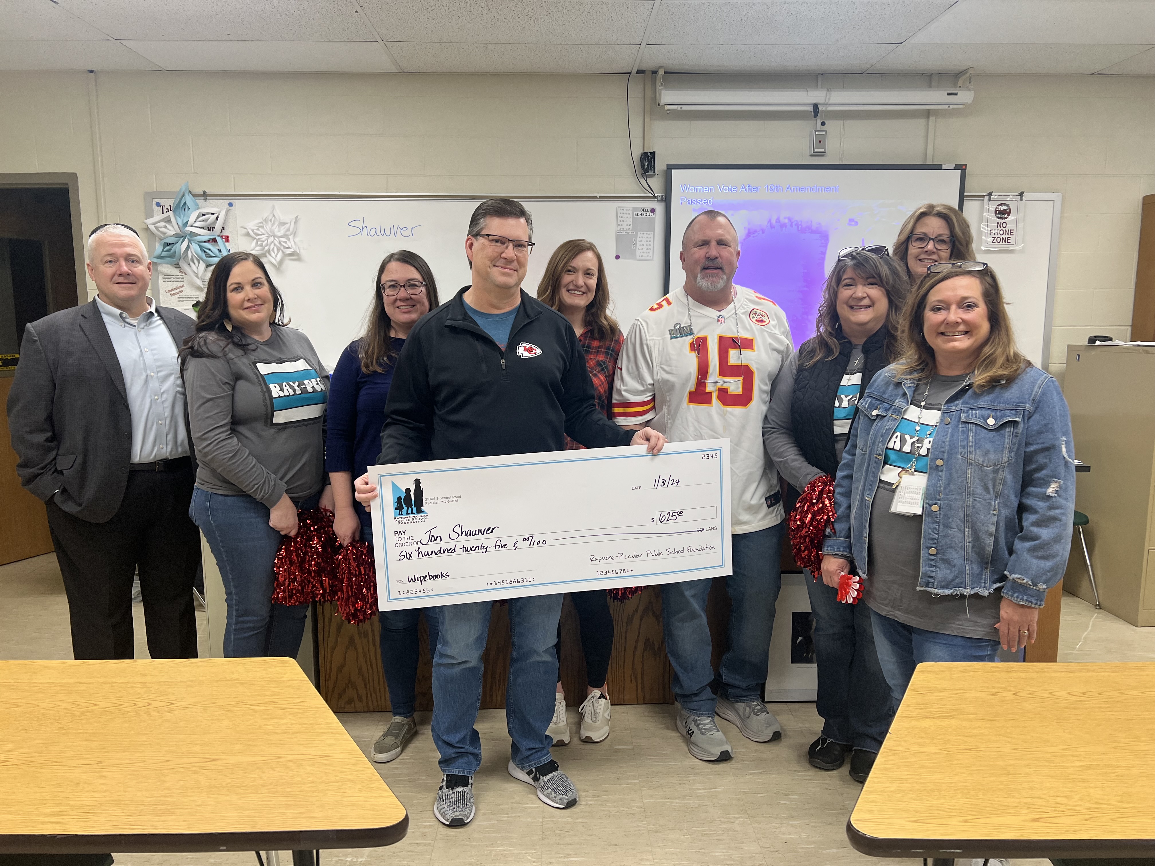 Teacher at Ray-Pec Academy, received a $625 grant to purchase wipebooks for use by students in grades 9-12