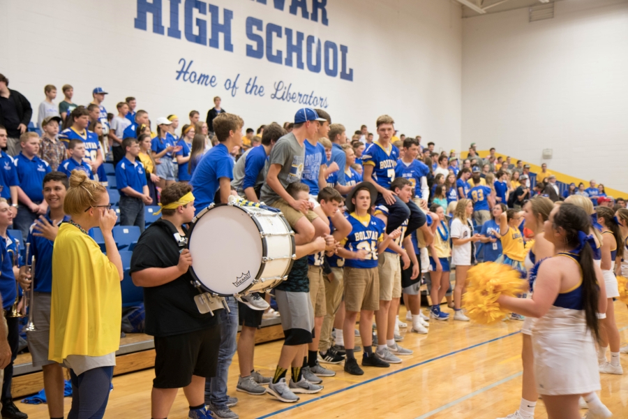 Freshman assembly in the gym