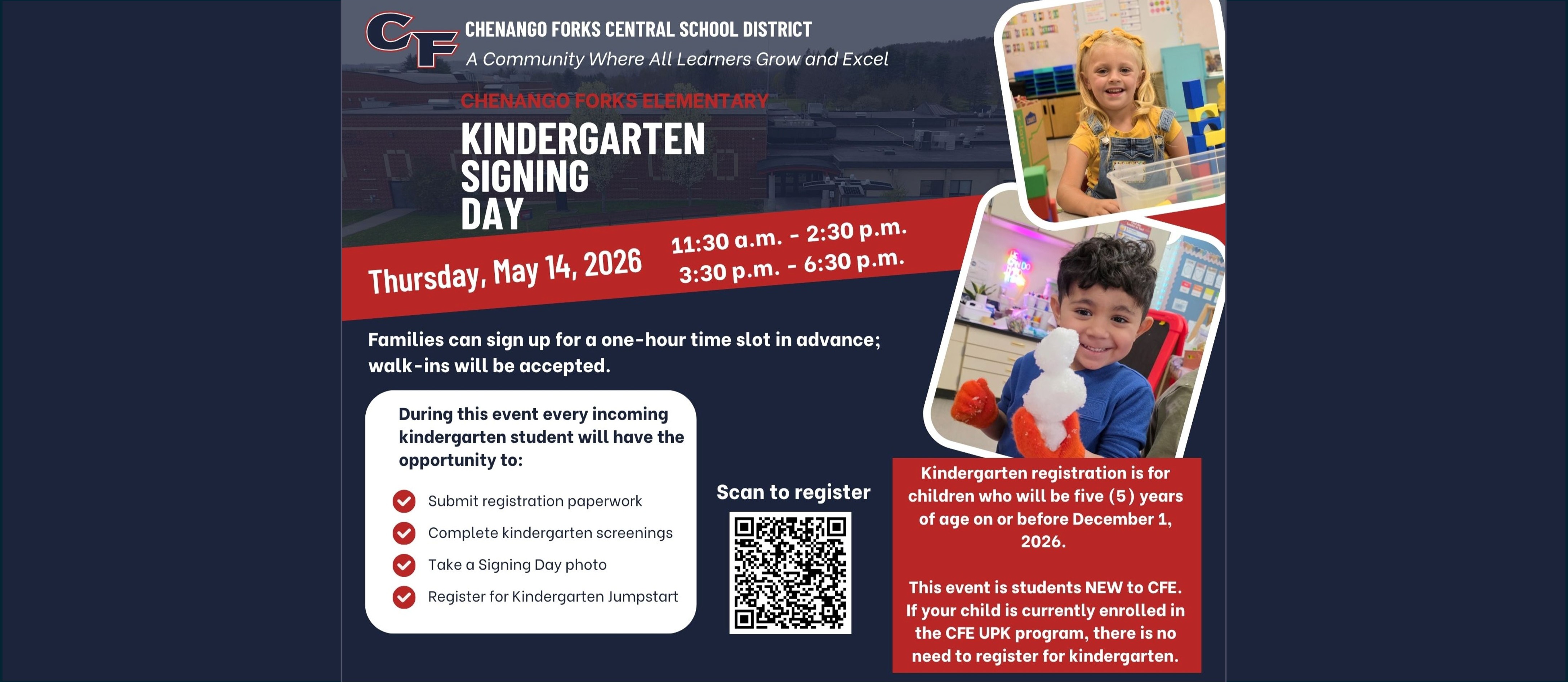 Kindergarten Signing Day flyer