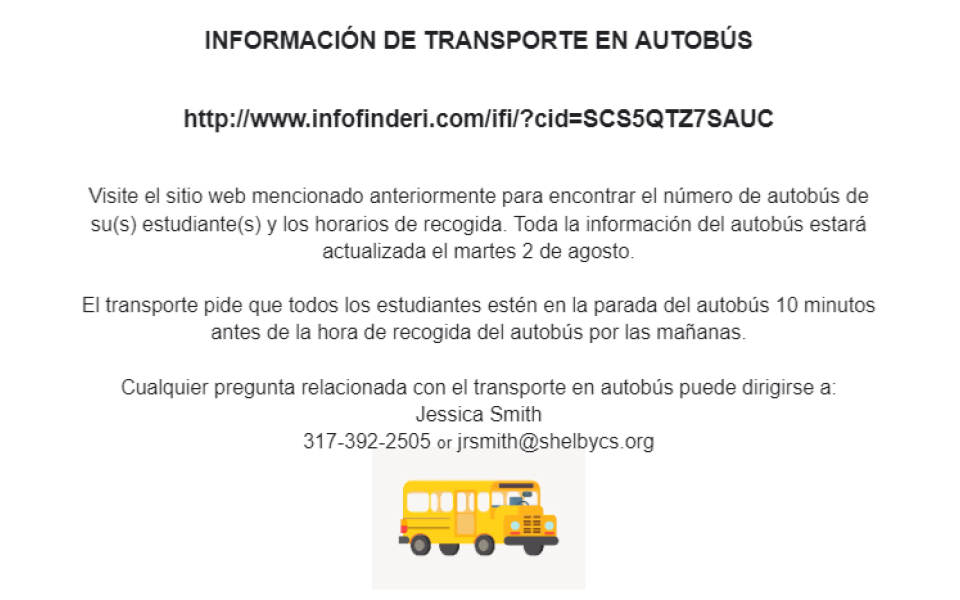 INFORMACIÓN DE TRANSPORTE EN AUTOBÚS
