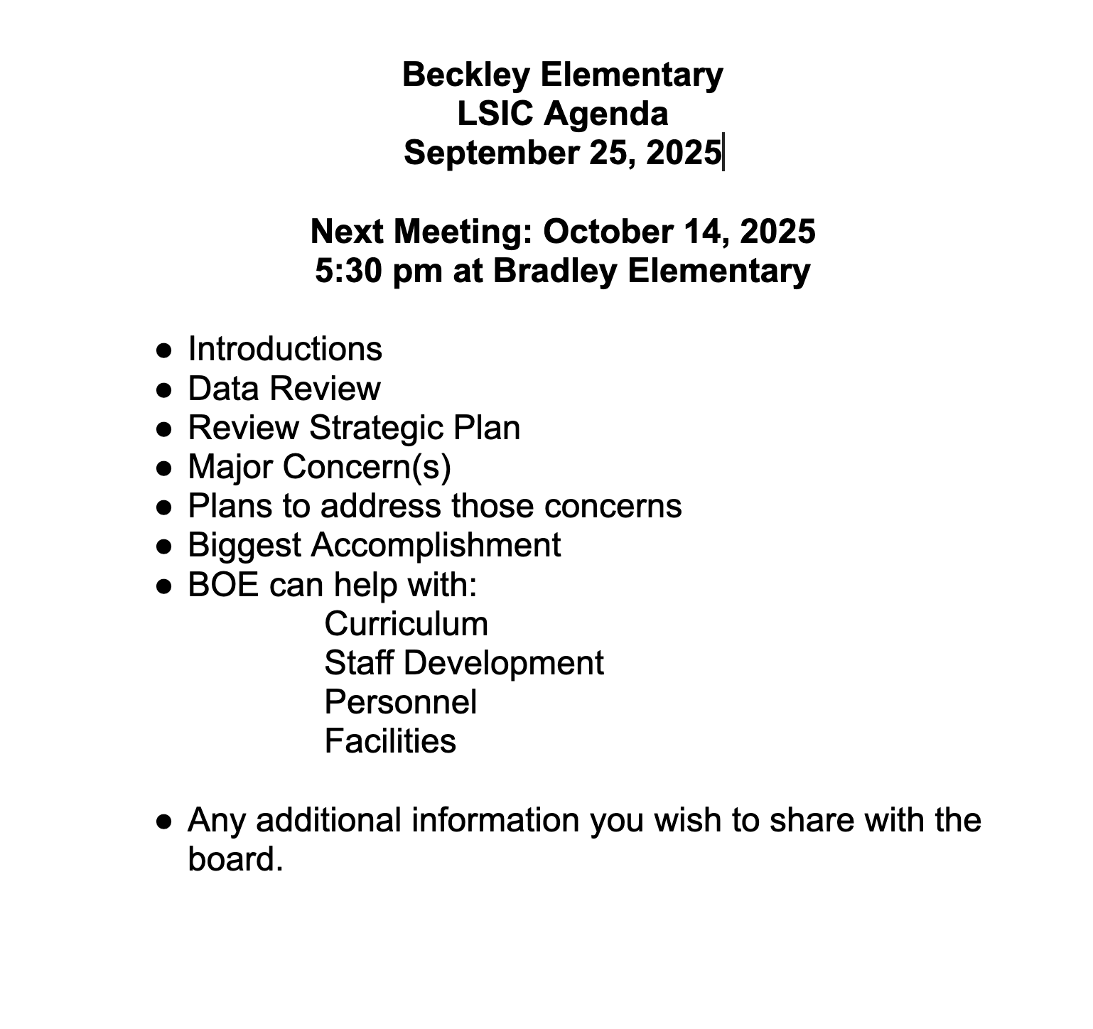 LSIC Agenda