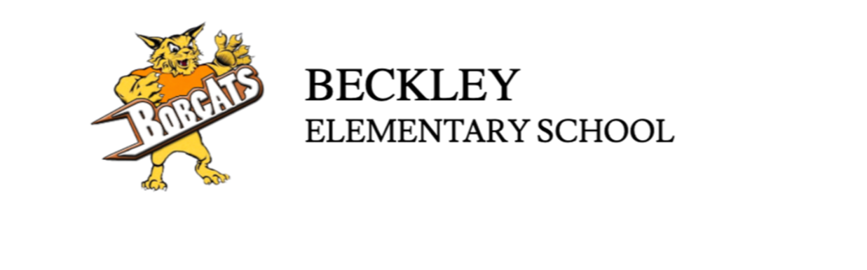 school mascot beside the the school name "Beckley Elementary School"