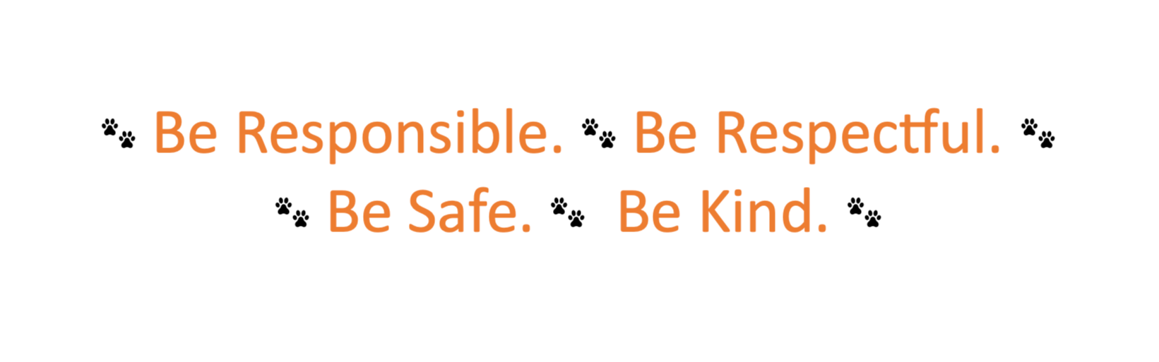 school expectations Be Responsible, Be Respectful,  Be Safe, Be Kind.
