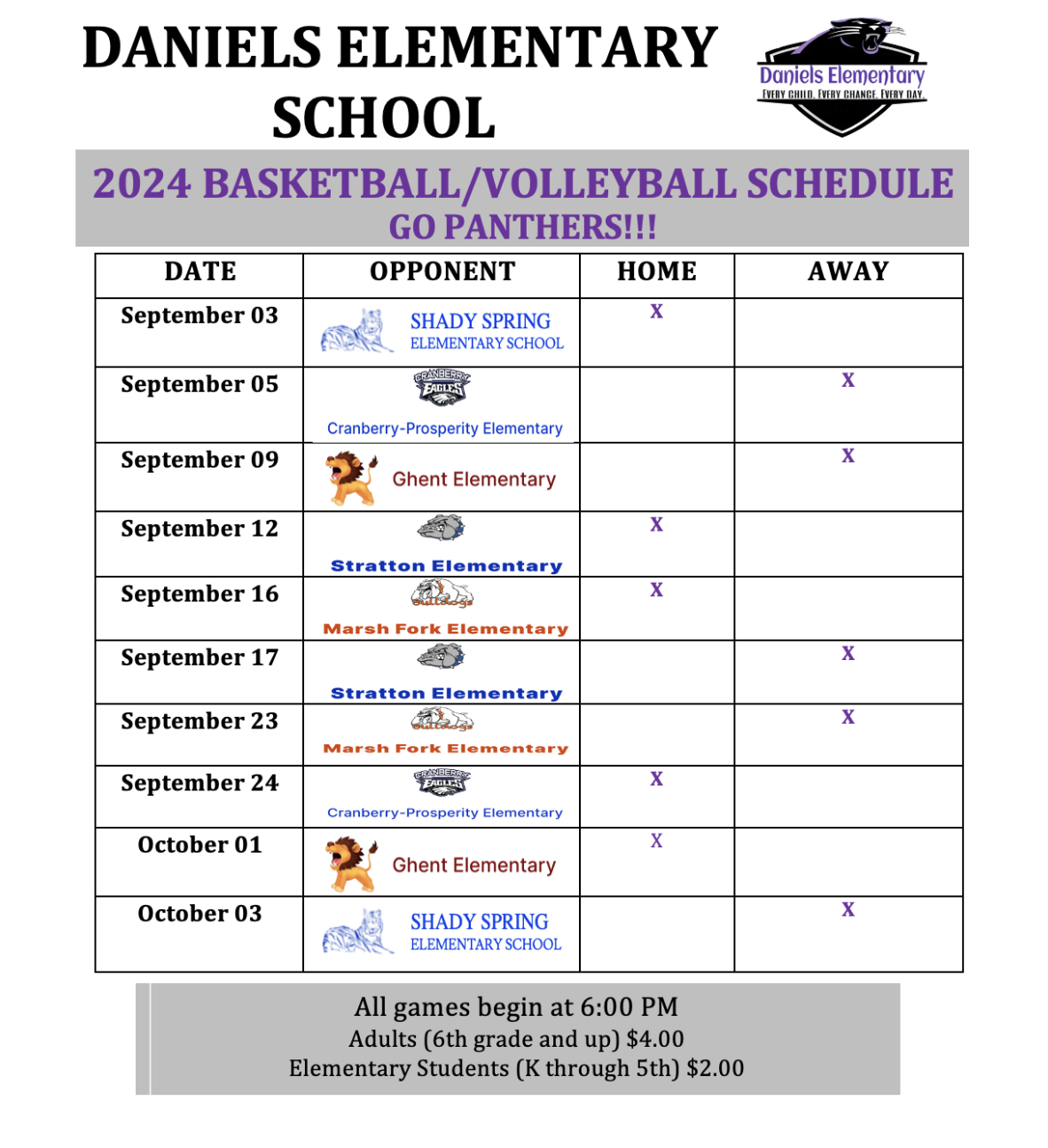 Sports Schedule 2024