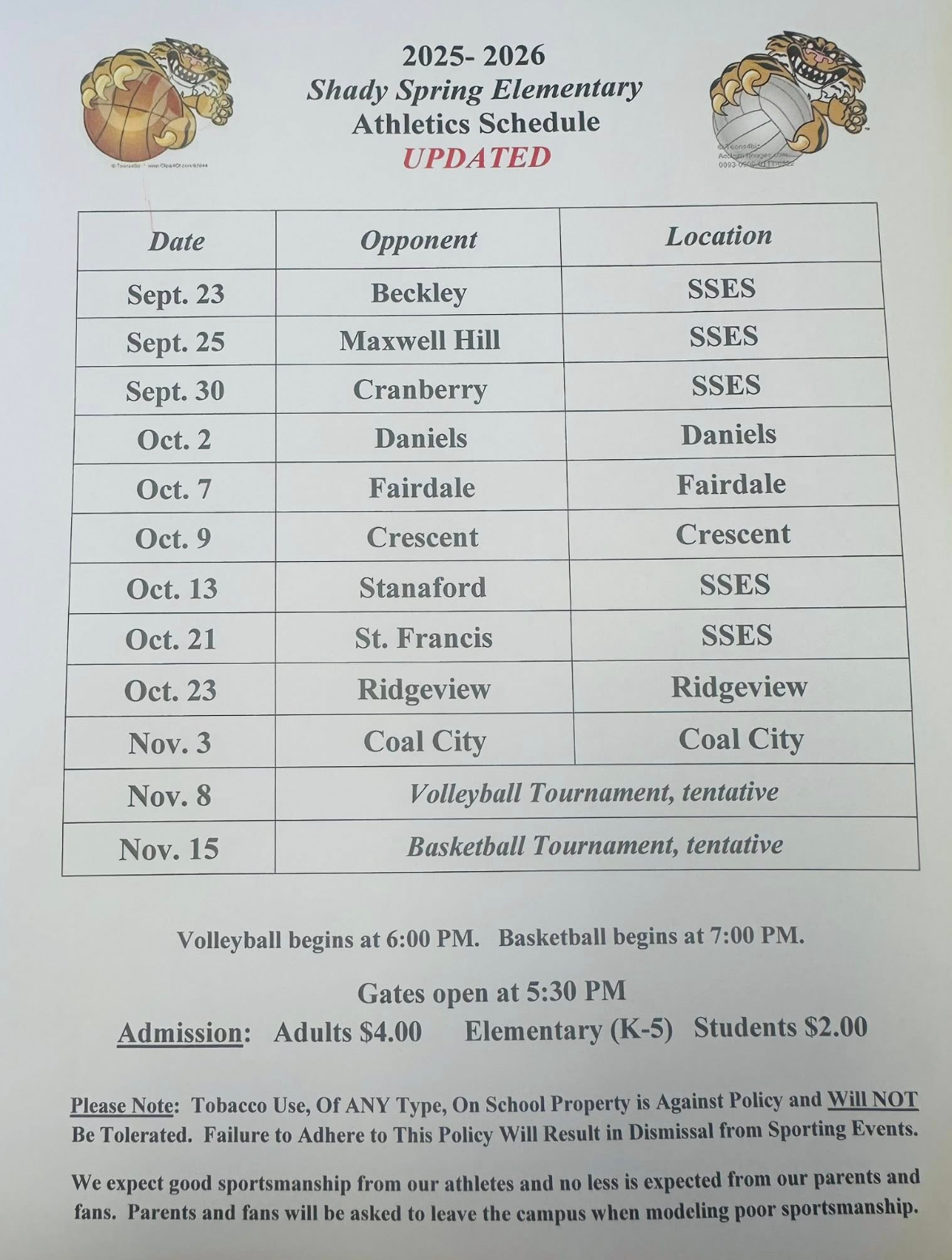 Sports Schedule