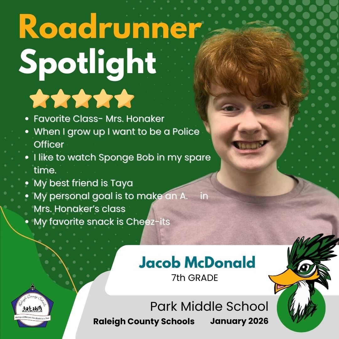 Roadrunner Spotlight: Jacob McDonald  7th grade