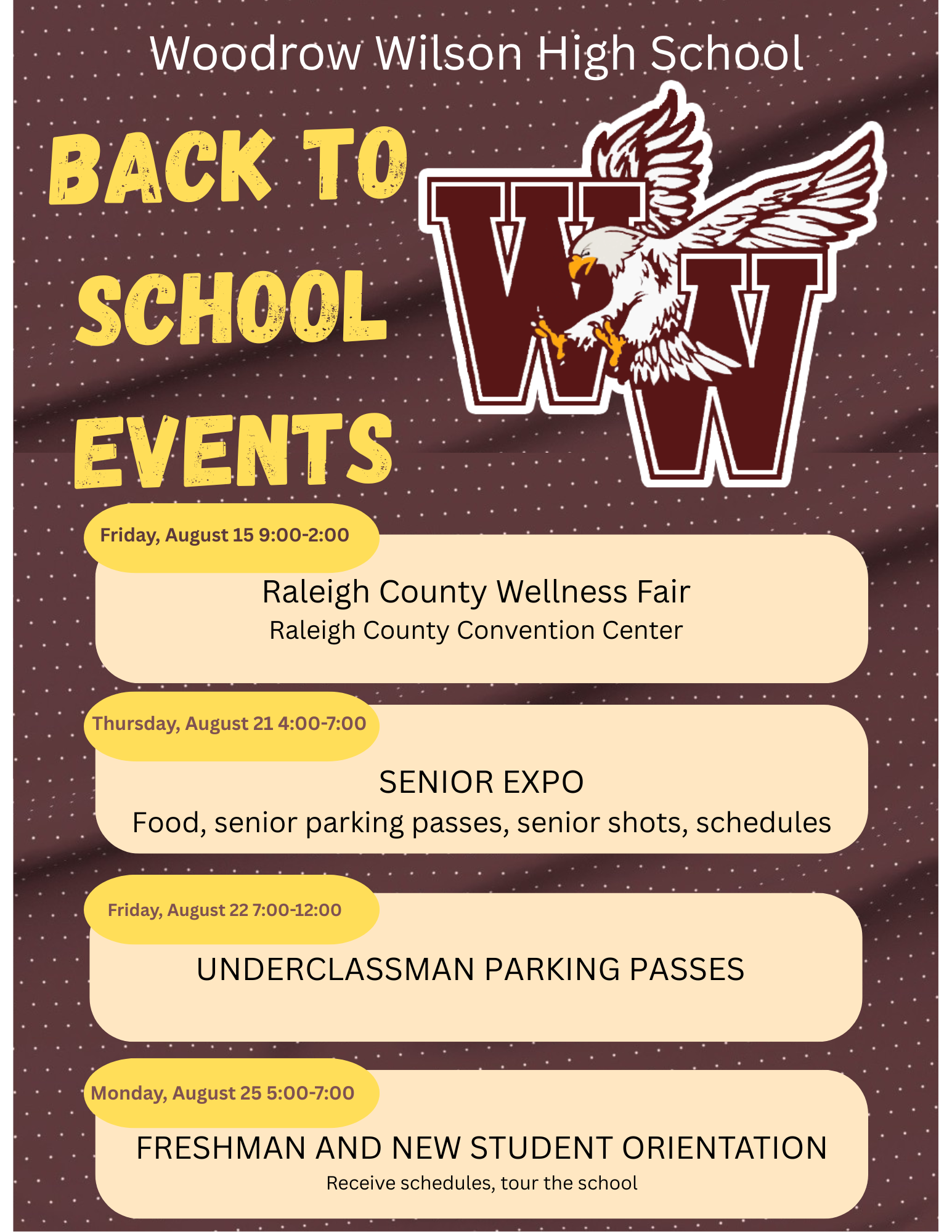 2025 Back To School Events Schedule
