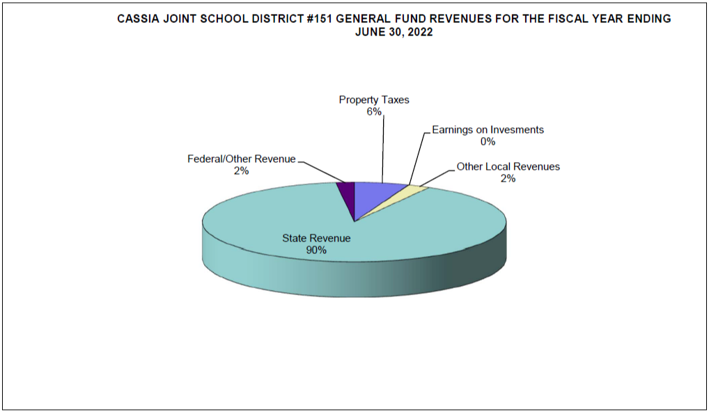 circle graph showing percentages of governmental fund revenues